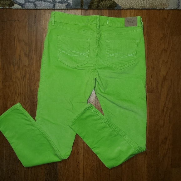 Abercrombie & Fitch Neon Green Corduroy Jeggings - Picture 3 of 10